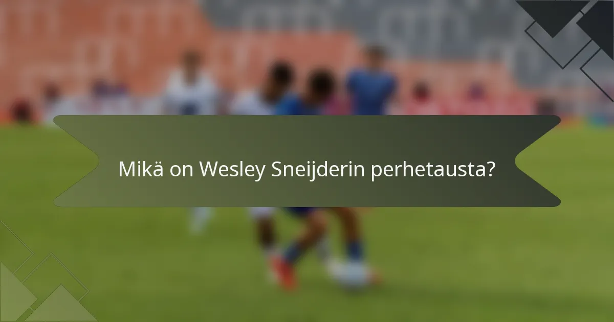 Mikä on Wesley Sneijderin perhetausta?