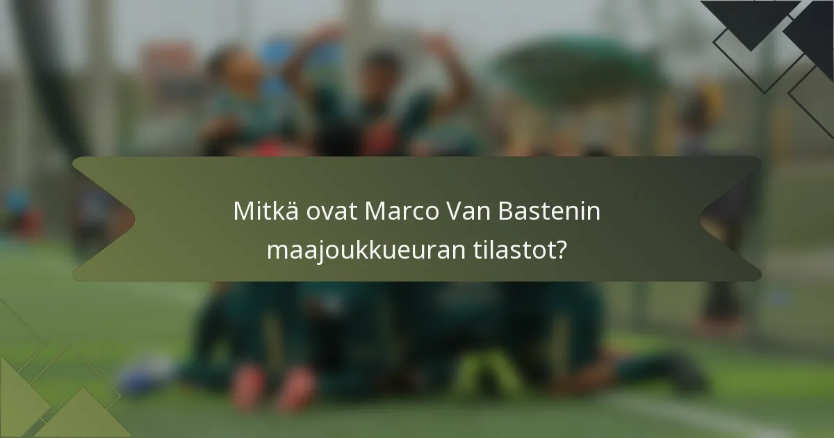 Mitkä ovat Marco Van Bastenin maajoukkueuran tilastot?