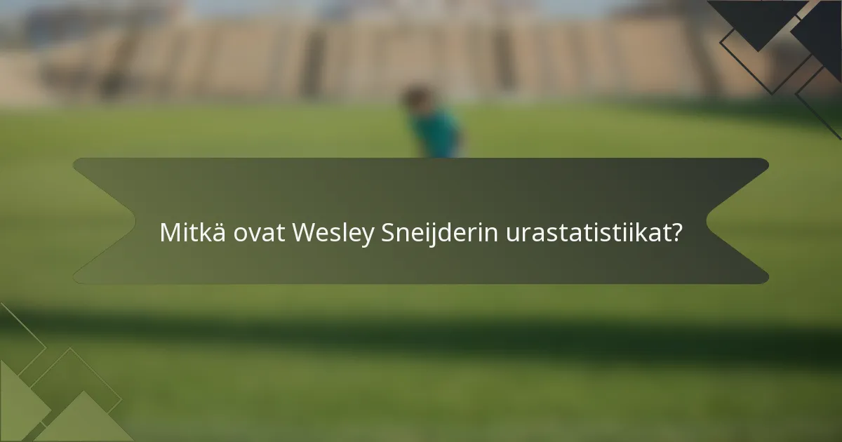 Mitkä ovat Wesley Sneijderin urastatistiikat?